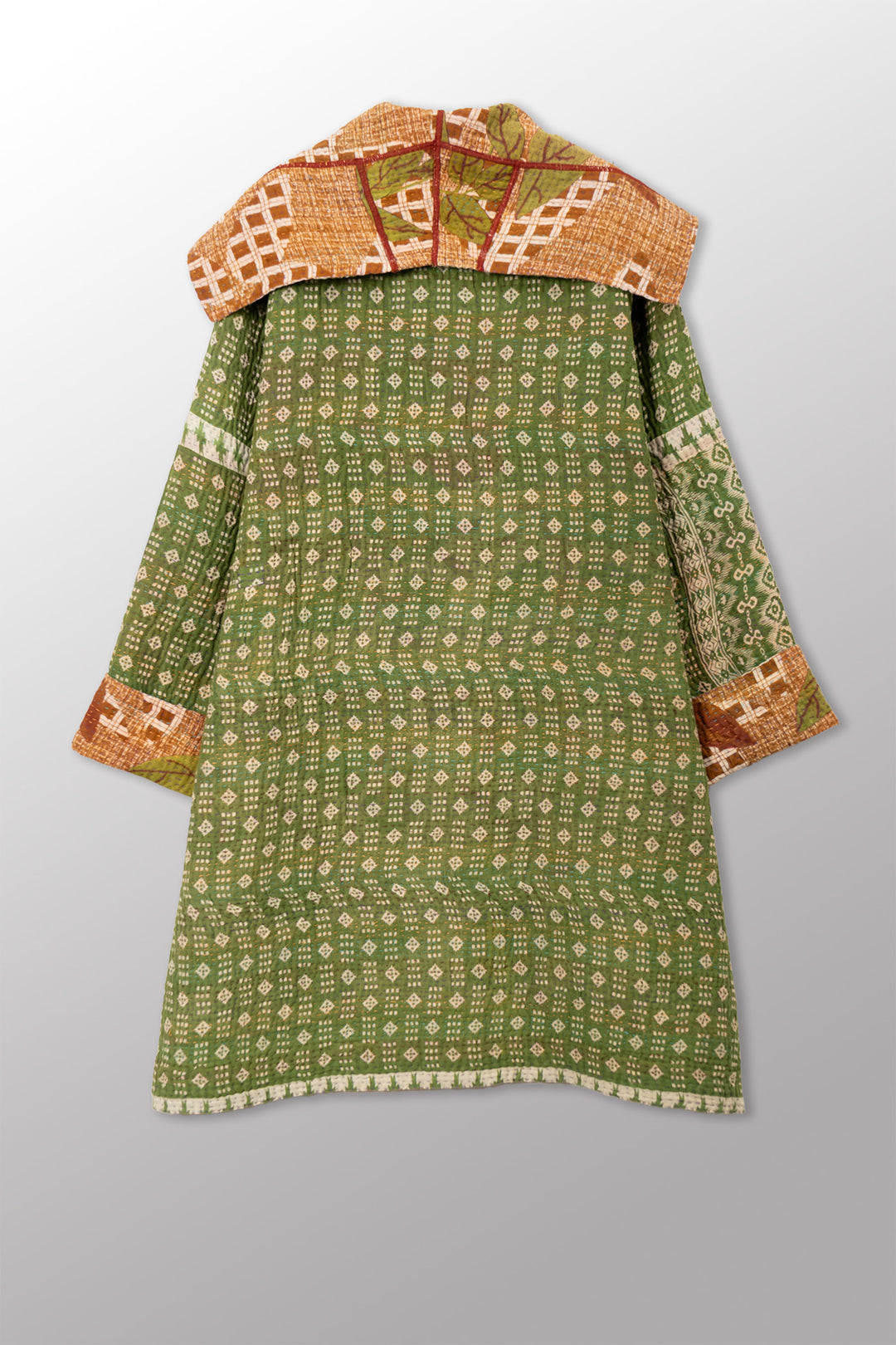 VINTAGE COTTON KANTHA POCKET MEDIUM COAT - cv4316-0055m -