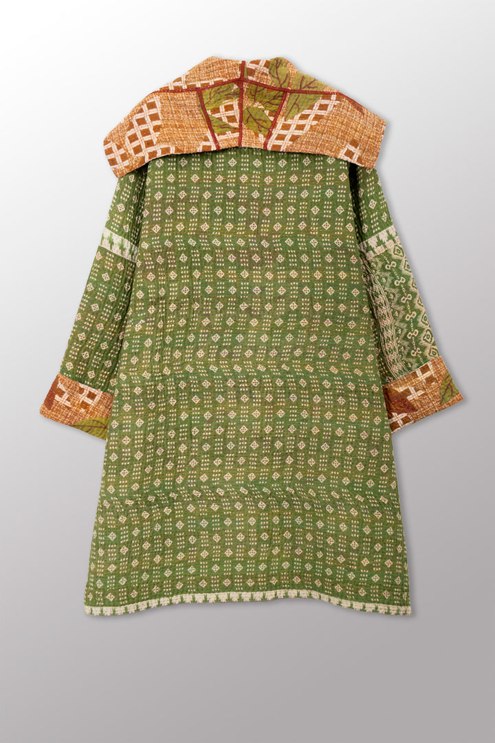 VINTAGE COTTON KANTHA POCKET MEDIUM COAT - cv4316-0055m -