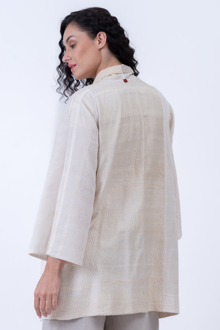 JAIPUR WHITE KANTHA A-LINE JKT - jw2003-ivy -