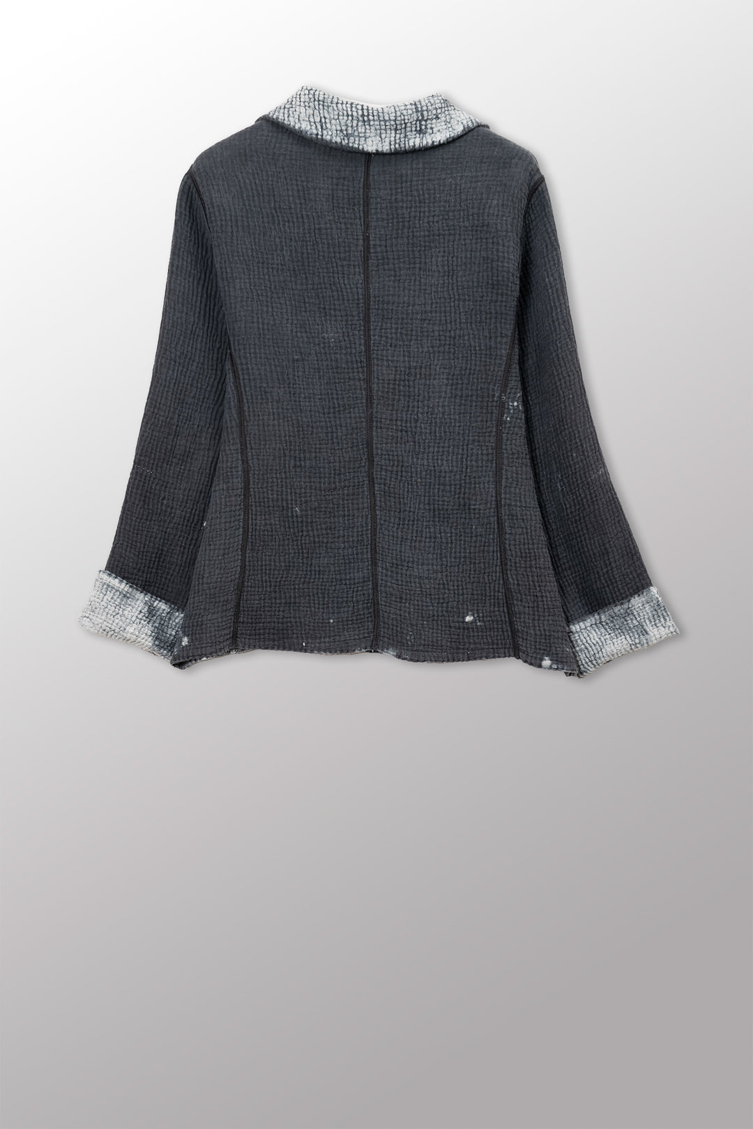 MUD DYE RIPPLE KANTHA SHAPED JACKET - yp4j109-gry -