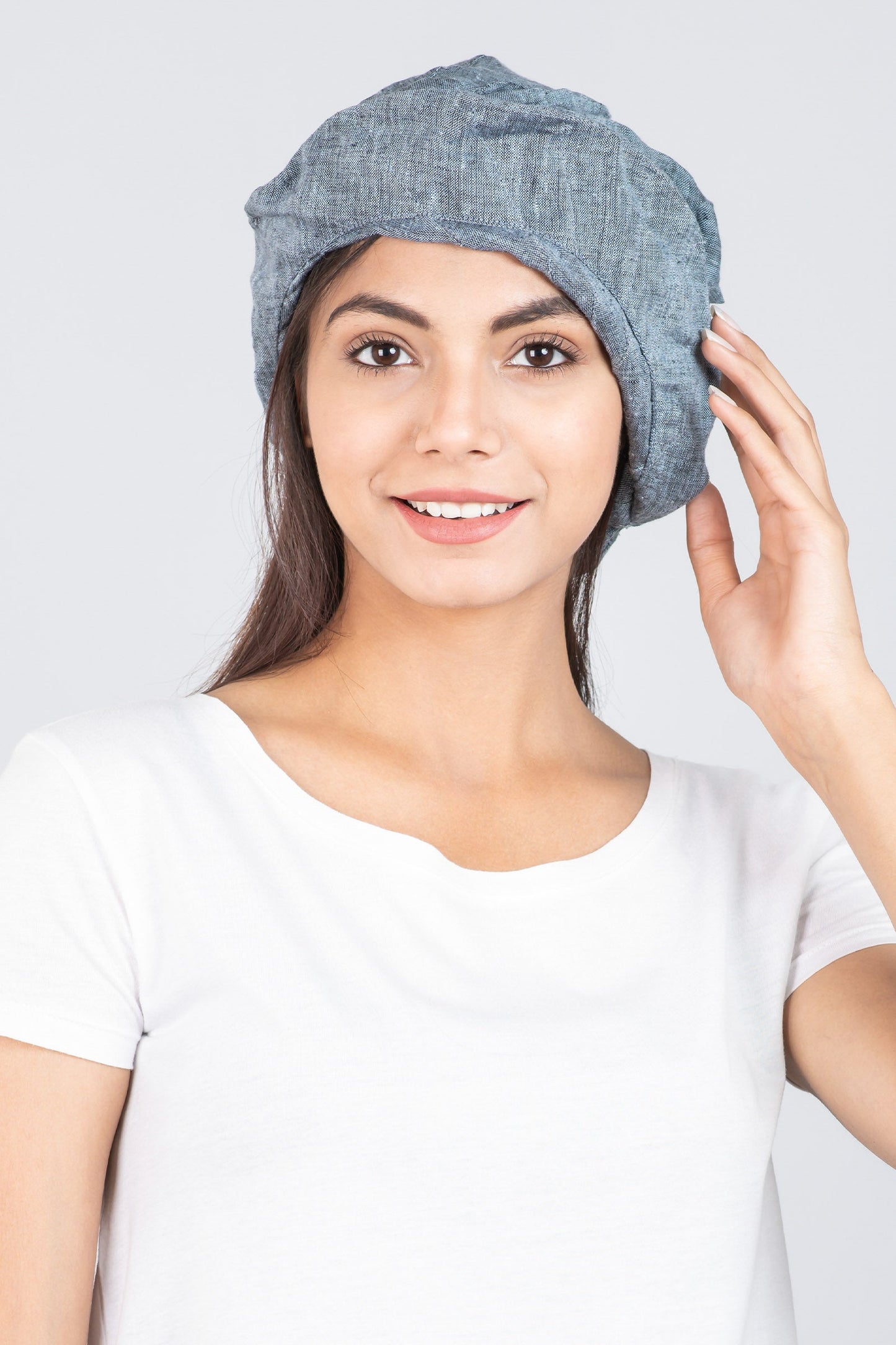 LINEN TWIST TUCKED BRIM HAT - ln1886-blu -