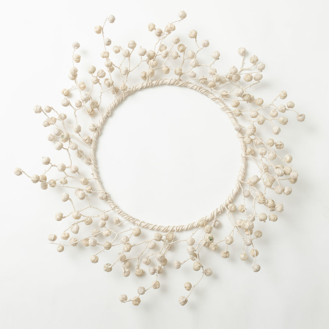 Ivory Kantha Wreath (metallic kantha)