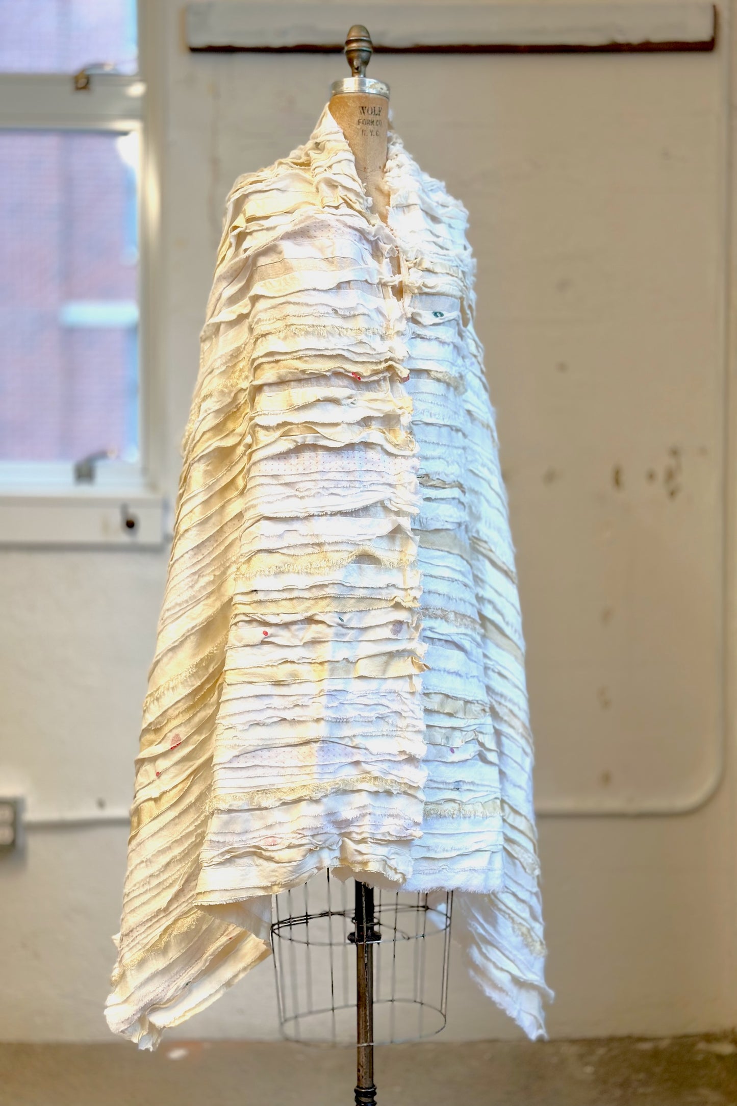 WAVY STRIPE KANTHA SMALL SHAWL - wv2830-ivy -