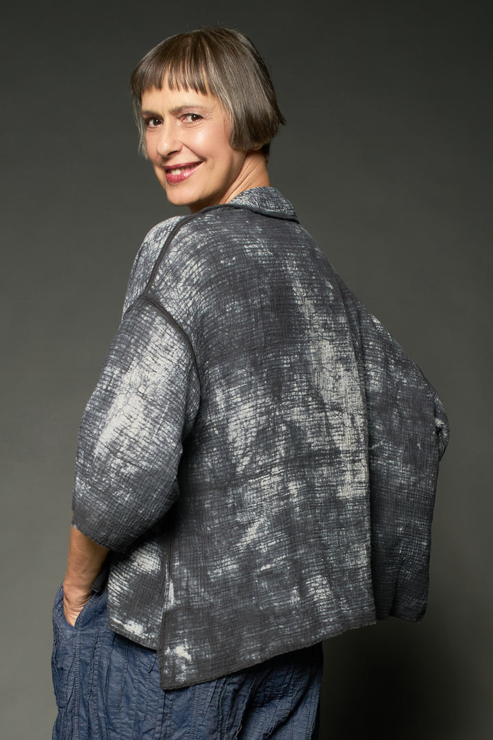 MUD DYE RIPPLE KANTHA CROPPED TENT SHIRT - yp2596-gry -
