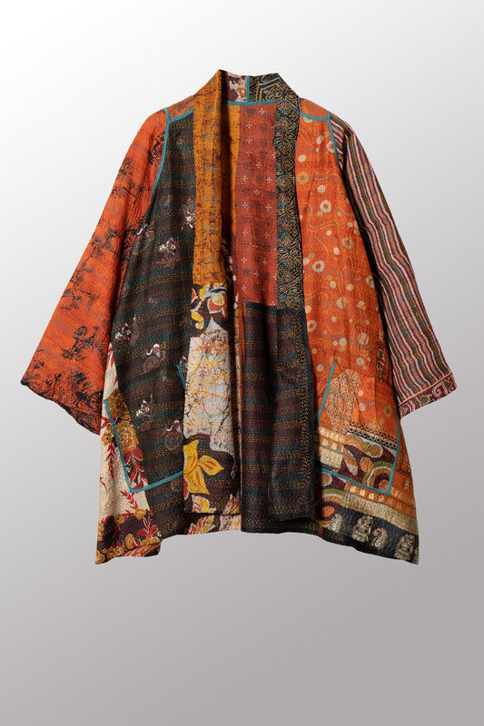 VINTAGE SILK KANTHA A-LINE JKT - sv2003-0394a -