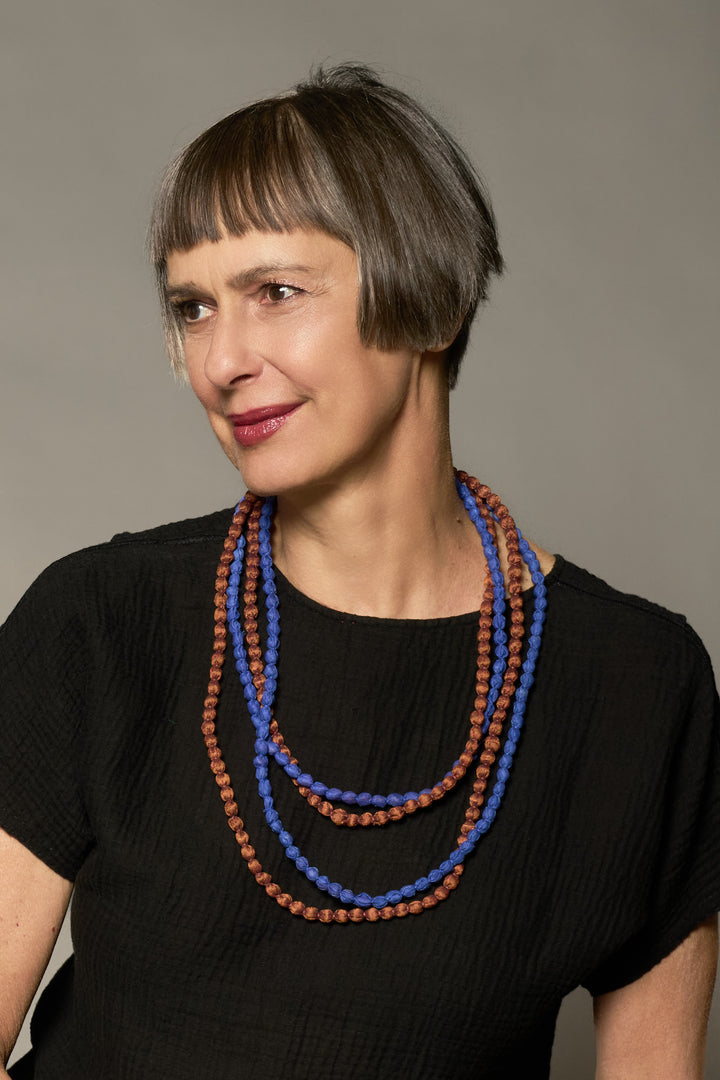 VINTAGE SILK KANTHA 2 STRAND NECKLACE - sv2733-org -