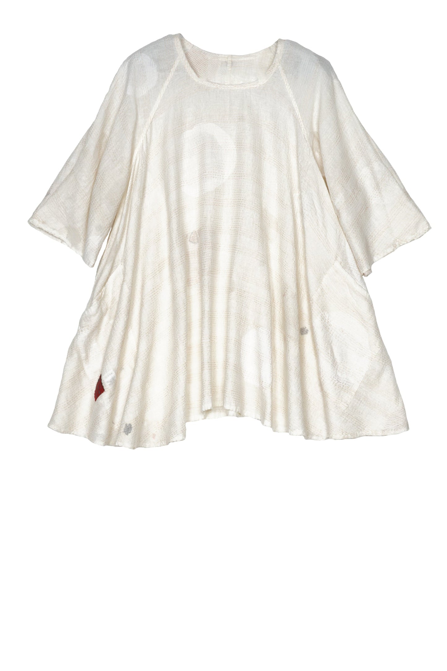 CUT THROUGH DOT AND HOLES KANTHA PUFF SLV. FLARE TOP - cd2543-ivy -