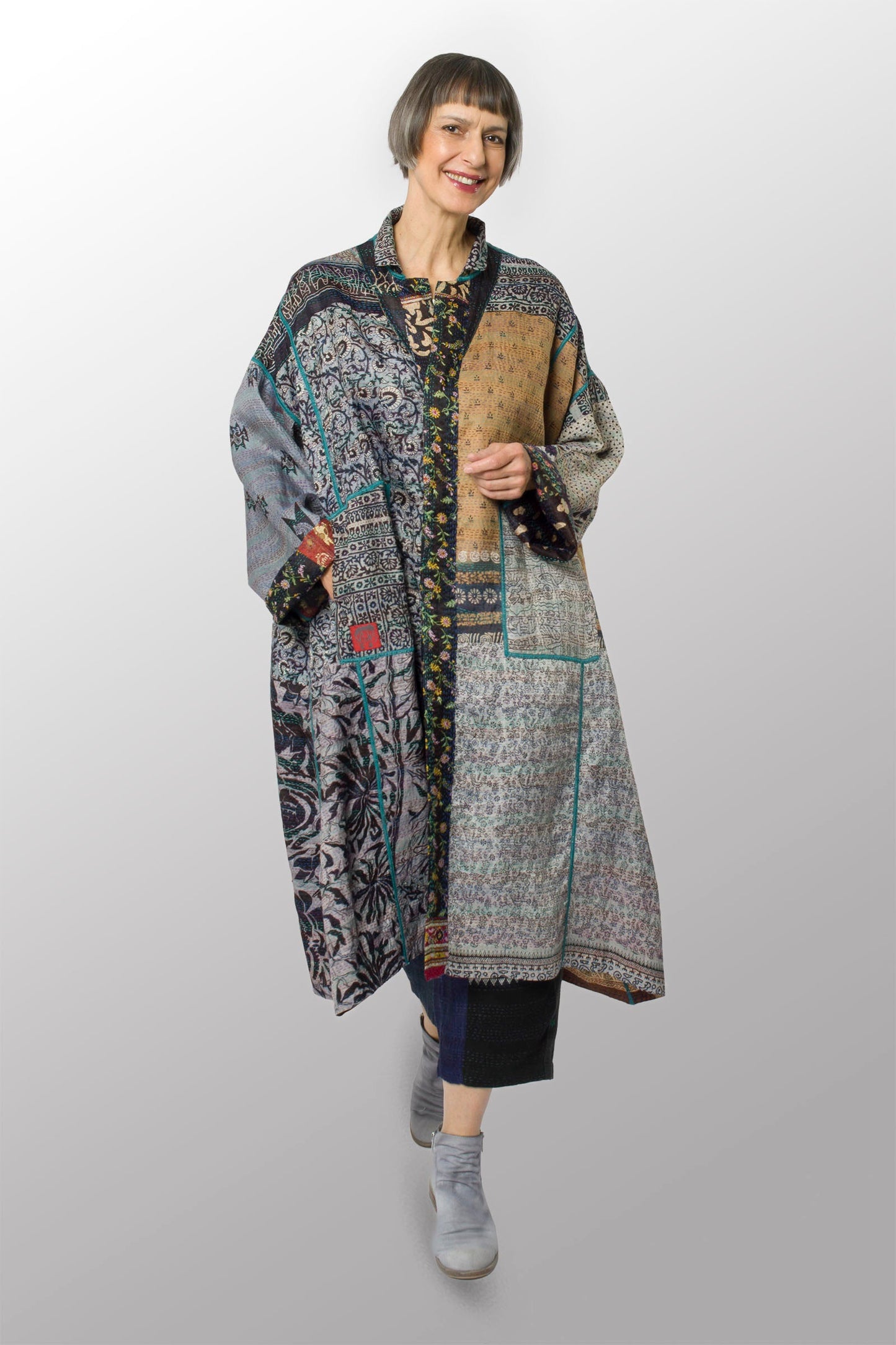 VINTAGE SILK KANTHA NEW OVERSIZED COAT - sv2342-0005a -