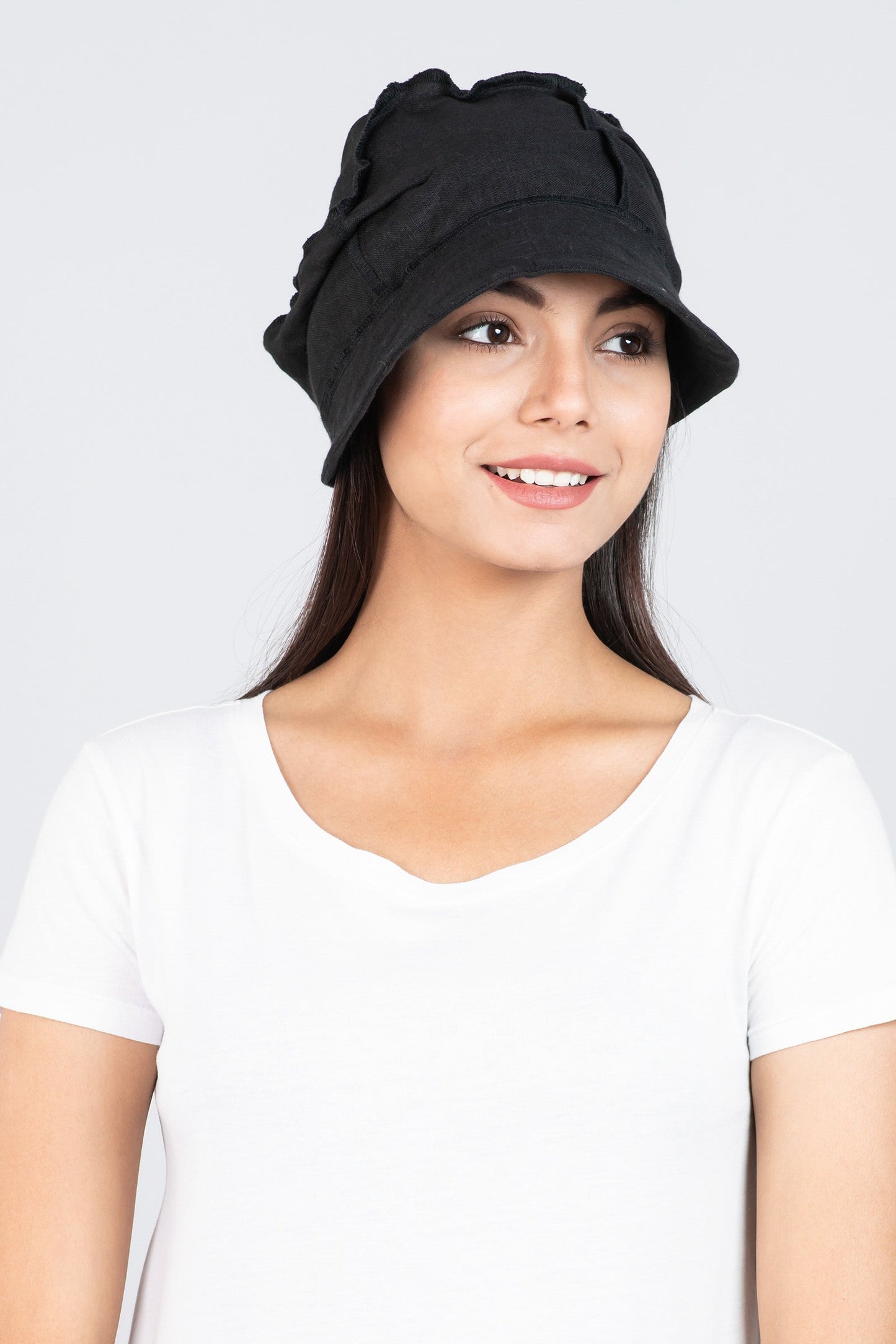 LINEN HALF BRIM HAT - ln1881-blk -