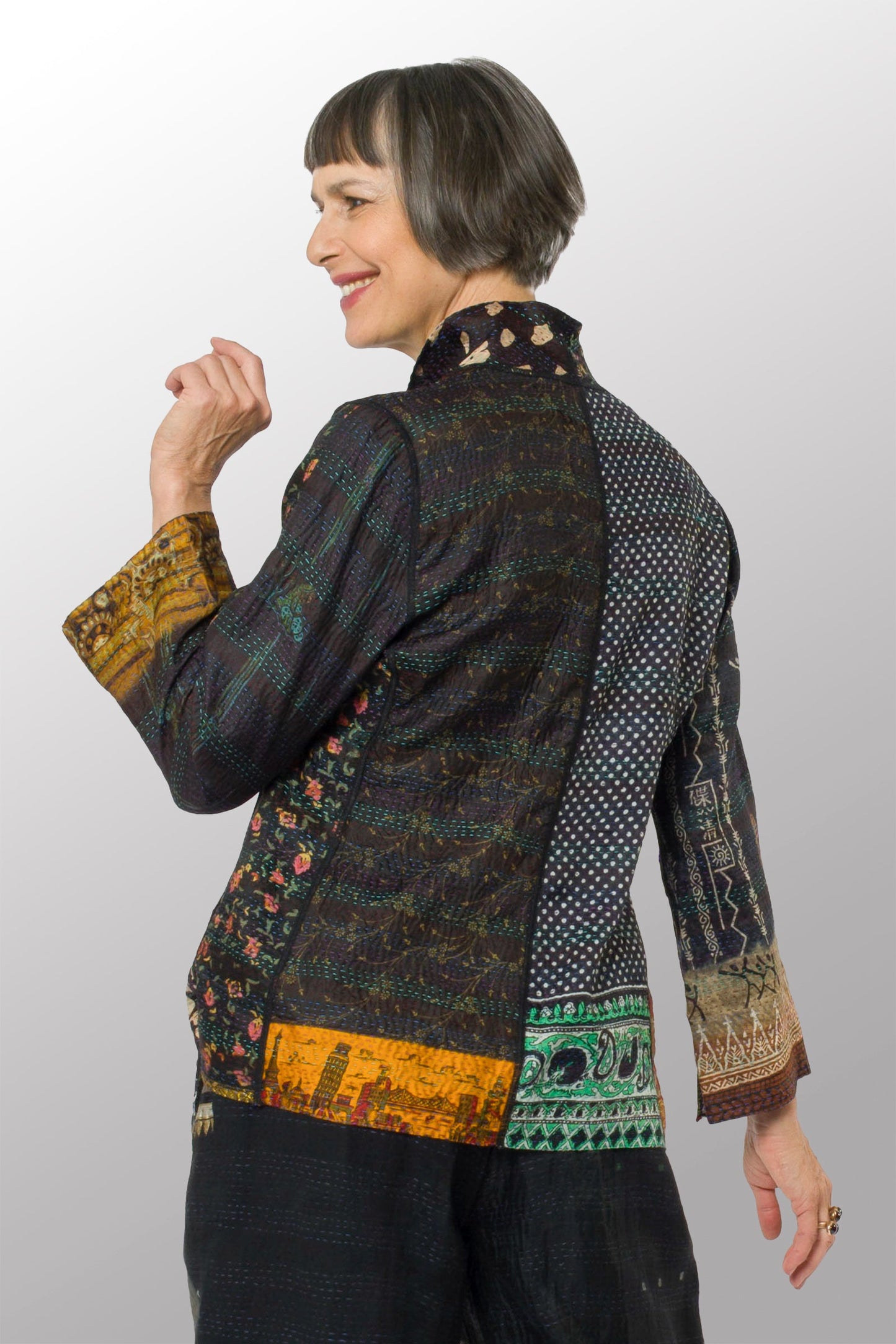 VINTAGE SILK KANTHA SHORT JKT - sv2007-0055m -