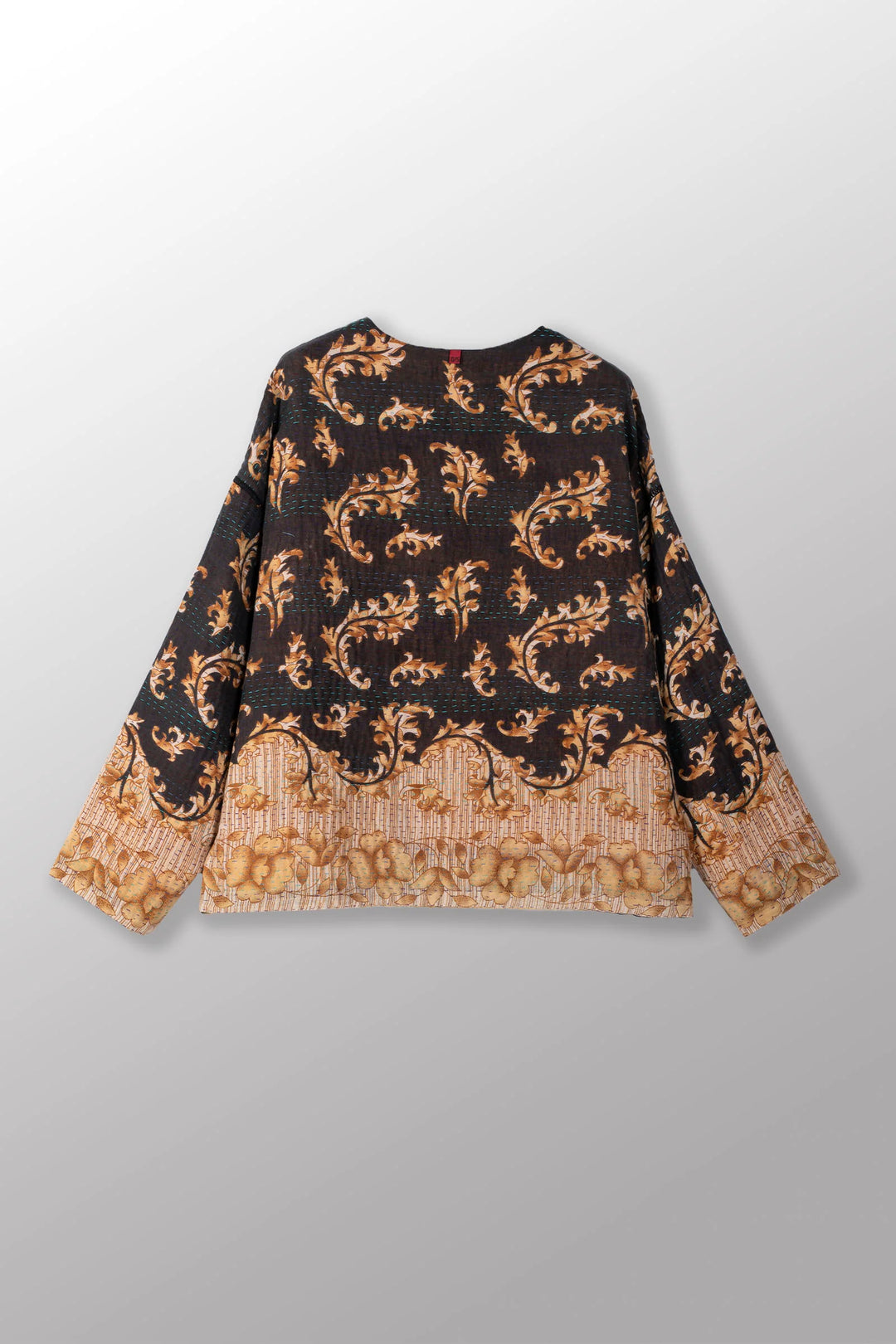 VINTAGE COTON KANTHA COL ROND VESTE COURTE - cv4053-0061a -
