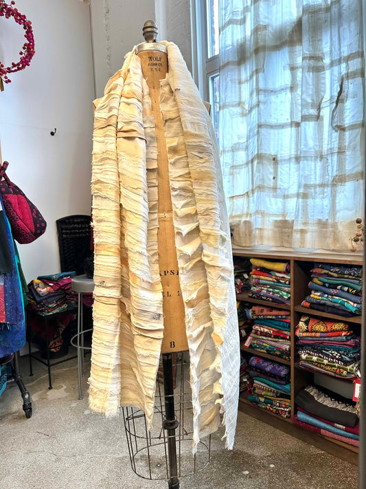 WAVY STRIPE KANTHA SHAWL MEDIUM - wv2802-ivy -