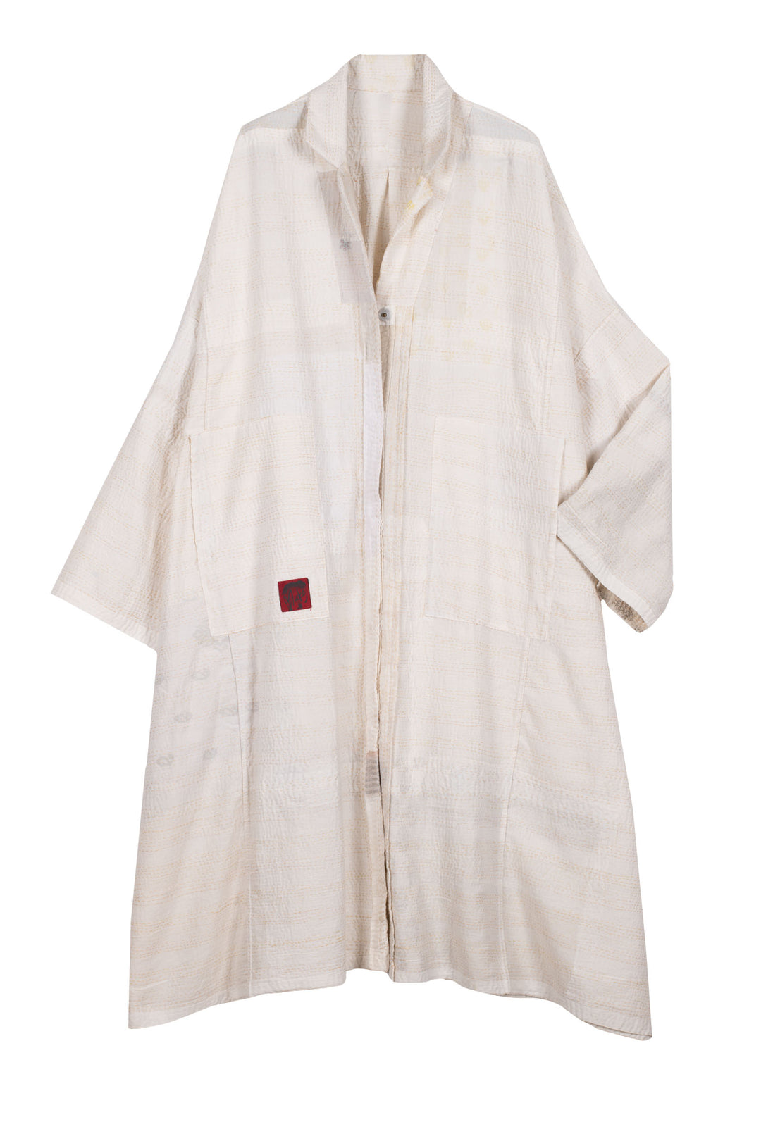 FRAYED PATCH KANTHA OVERSIZE DRESS - fi2432-ivy -