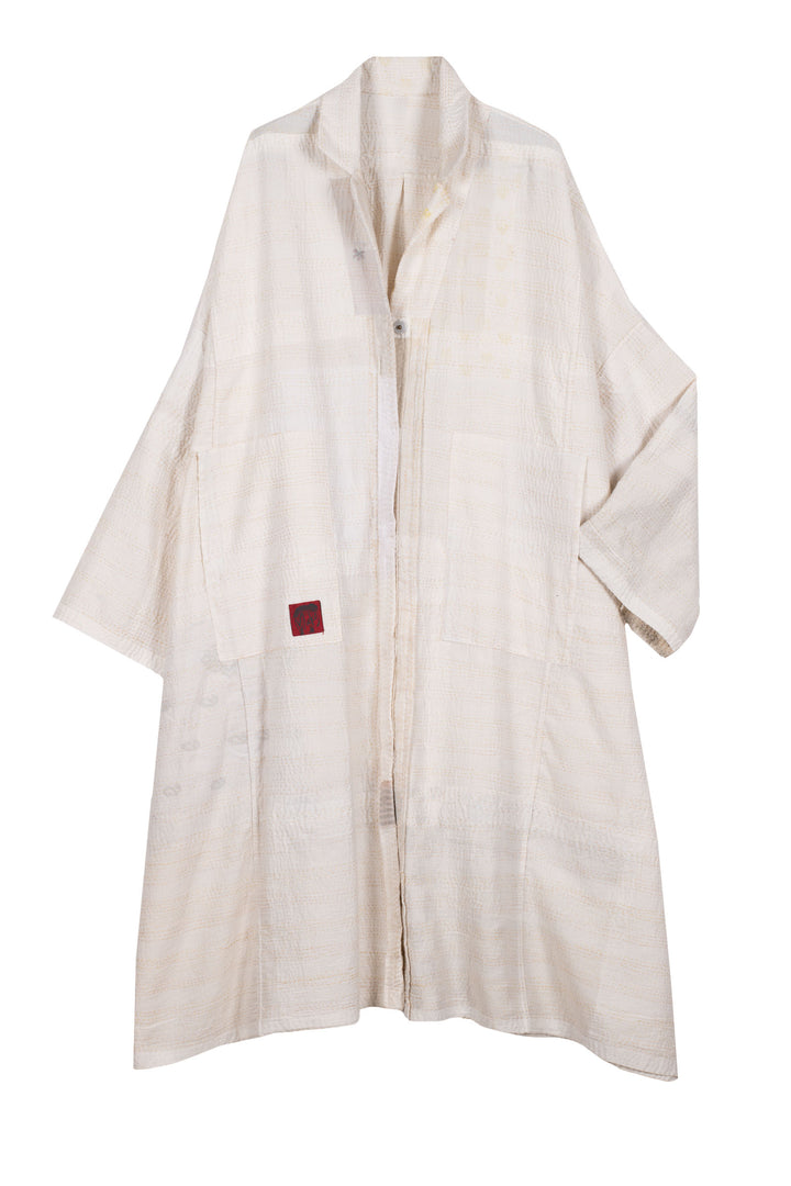 FRAYED PATCH KANTHA OVERSIZE DRESS - fi2432-ivy -
