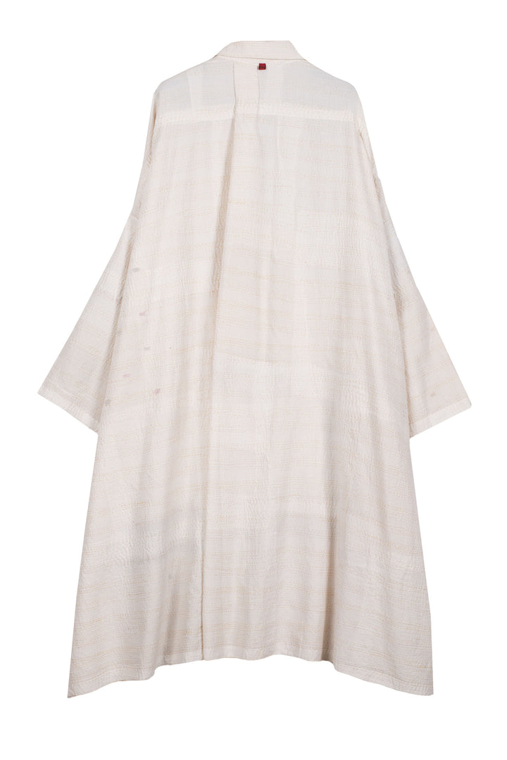 FRAYED PATCH KANTHA OVERSIZE DRESS - fi2432-ivy -