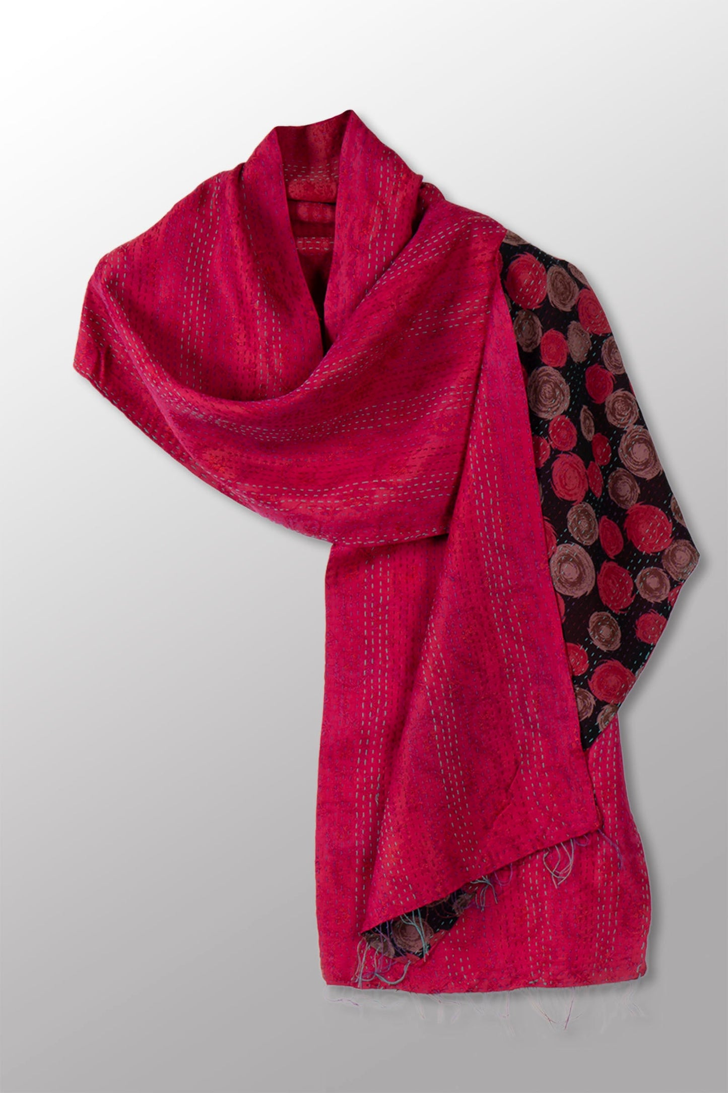 GEORGETTE JACQUARD  KANTHA SCARF SHORT - gq2805-pik -