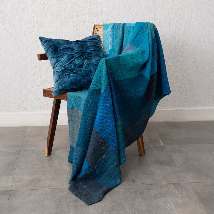 Night Sky Fray Patch Kantha Throw
