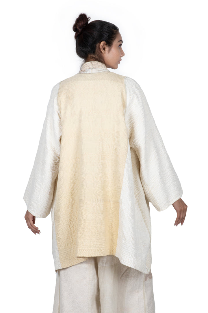 Jaipur White Kantha A-Line JKT