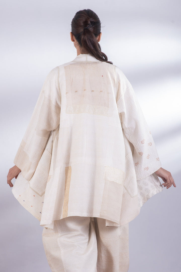 Jaipur White Kantha A-line JKT