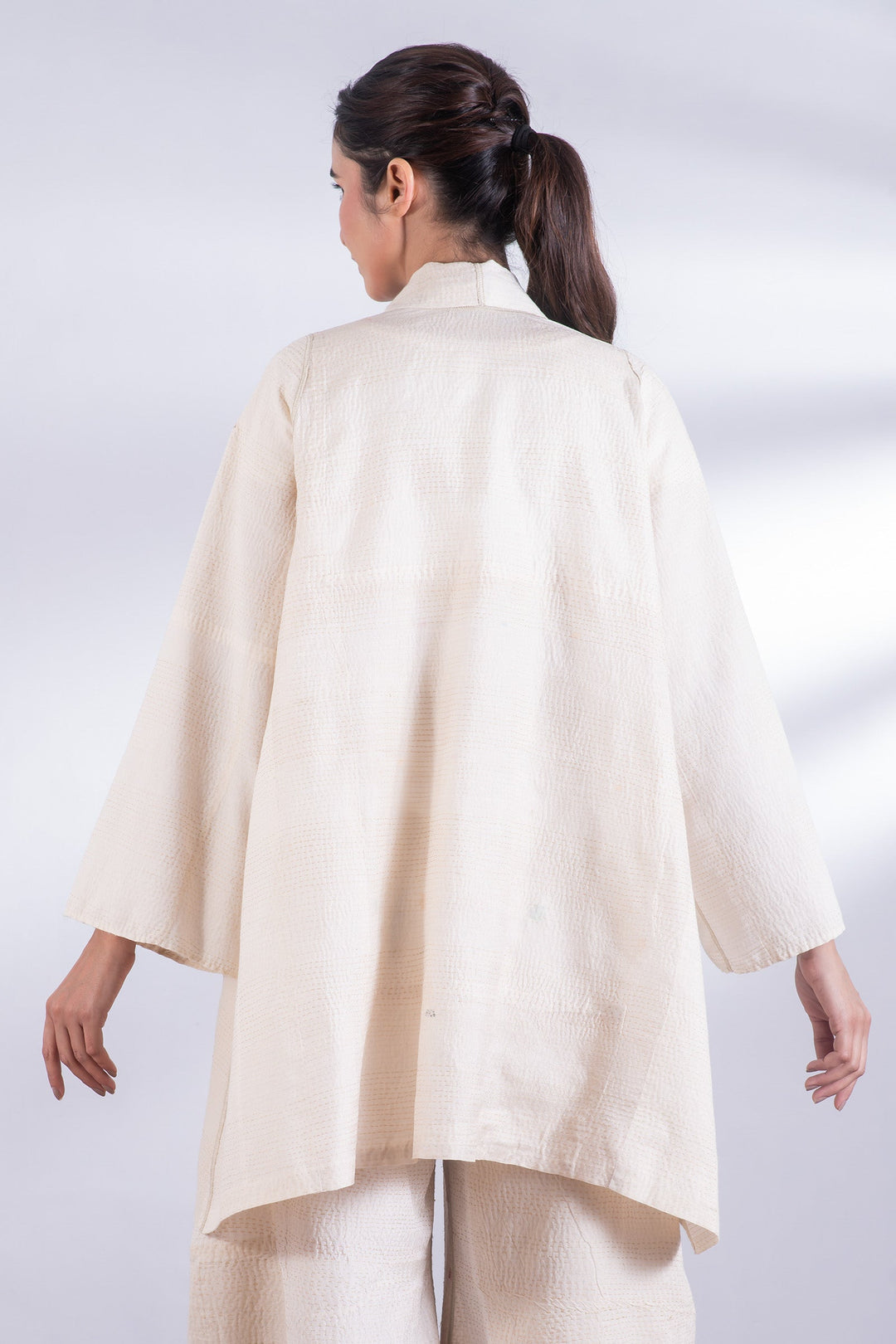 Jaipur White Kantha A-line JKT