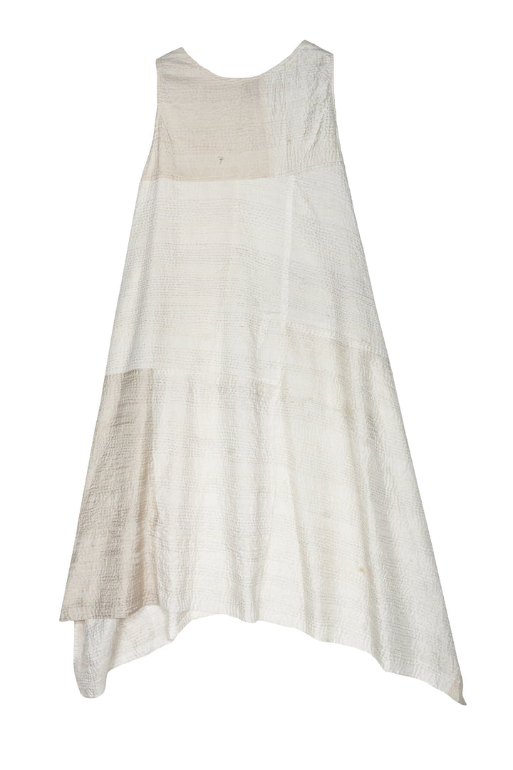 Jaipur White Kantha Pointy Hem Dress