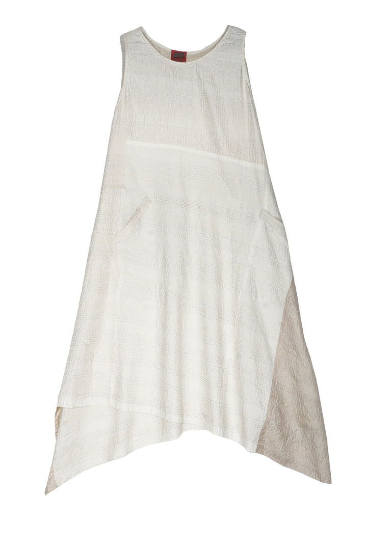 Jaipur White Kantha Pointy Hem Dress