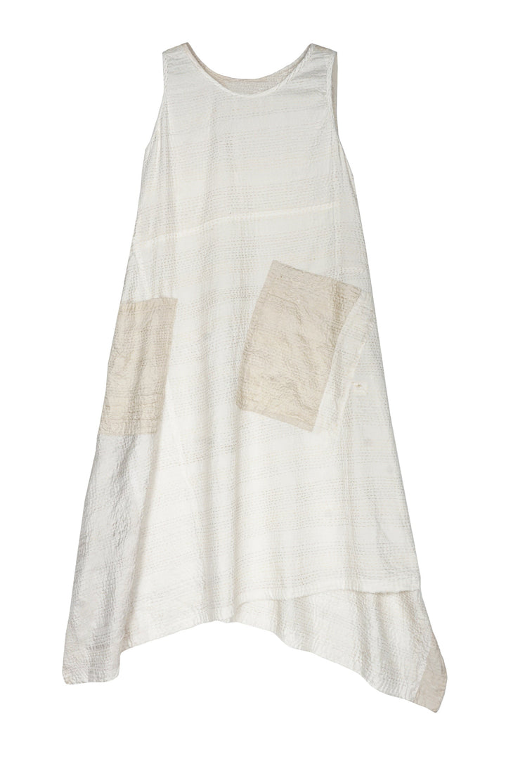 Jaipur White Kantha Pointy Hem Dress