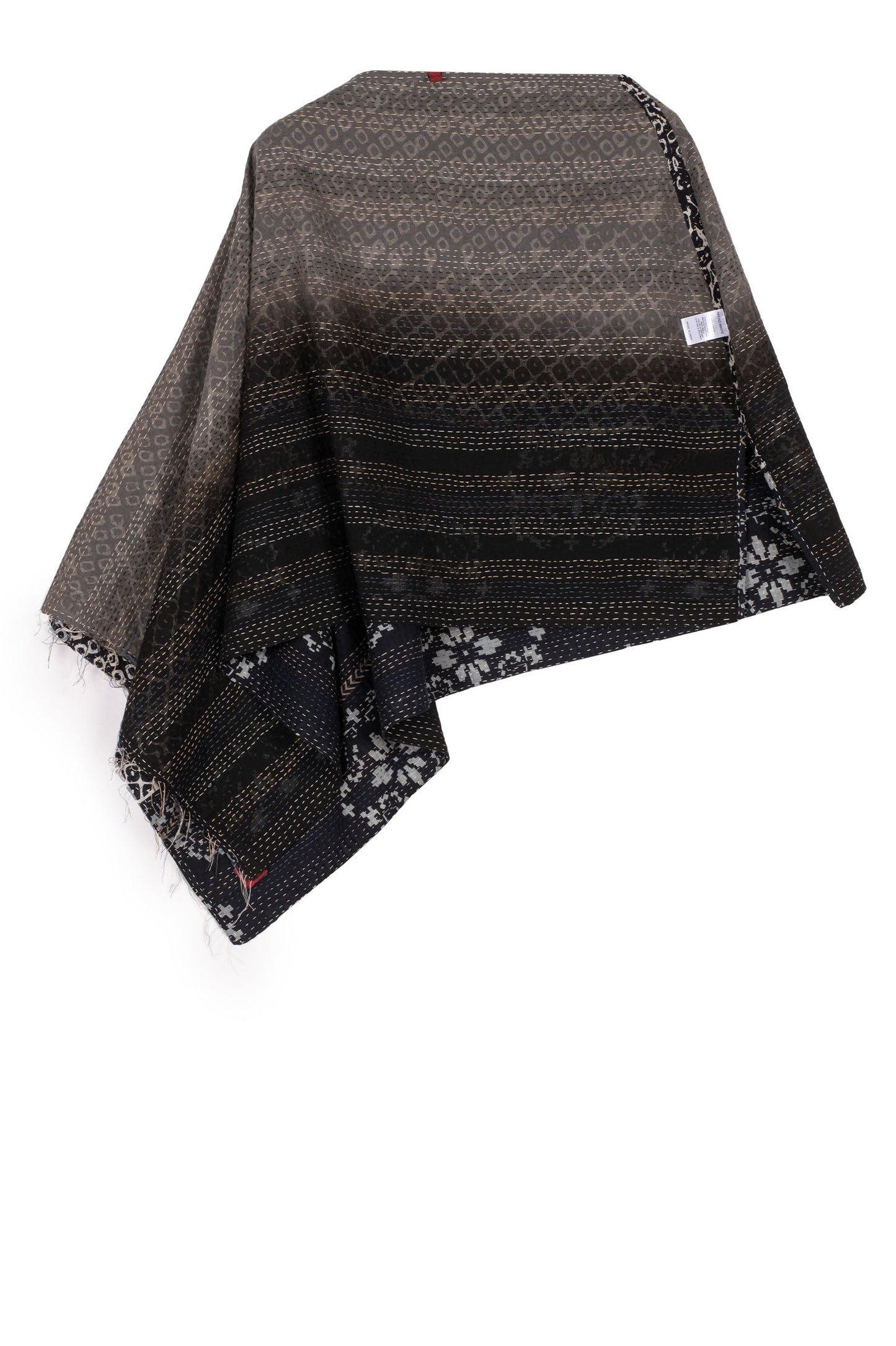 KIMONO COTTON KANTHA WIDE CAPE - kc2813-blk -