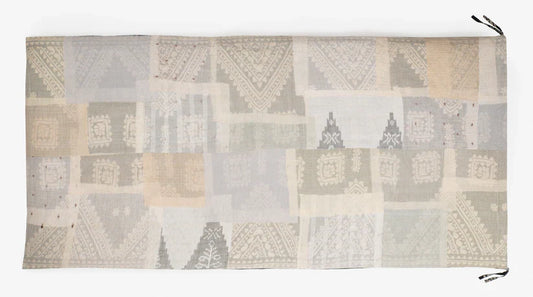 Vintage fray patch printed kantha day bed mattress cover - Ivory