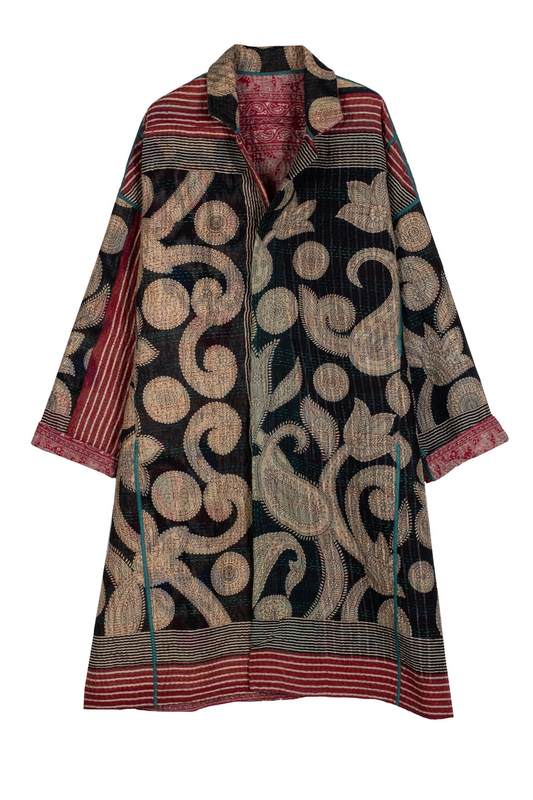 VINTAGE COTTON KANTHA OVERSIZED MEDIUM COAT - cv4331-0001a-eu -