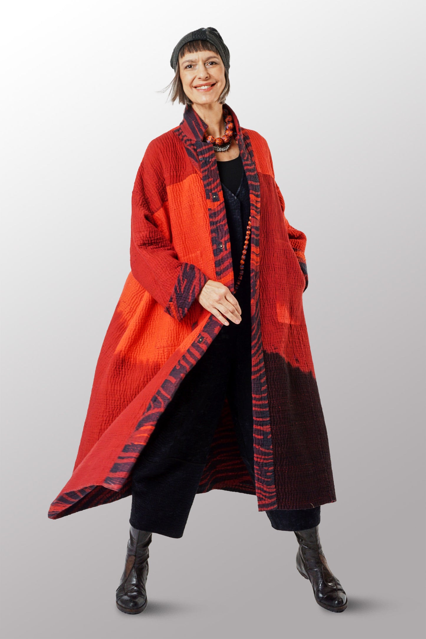 MAGMA AND OMBRE  KANTHA NEW OVERSIZED COAT - mw5342-red -