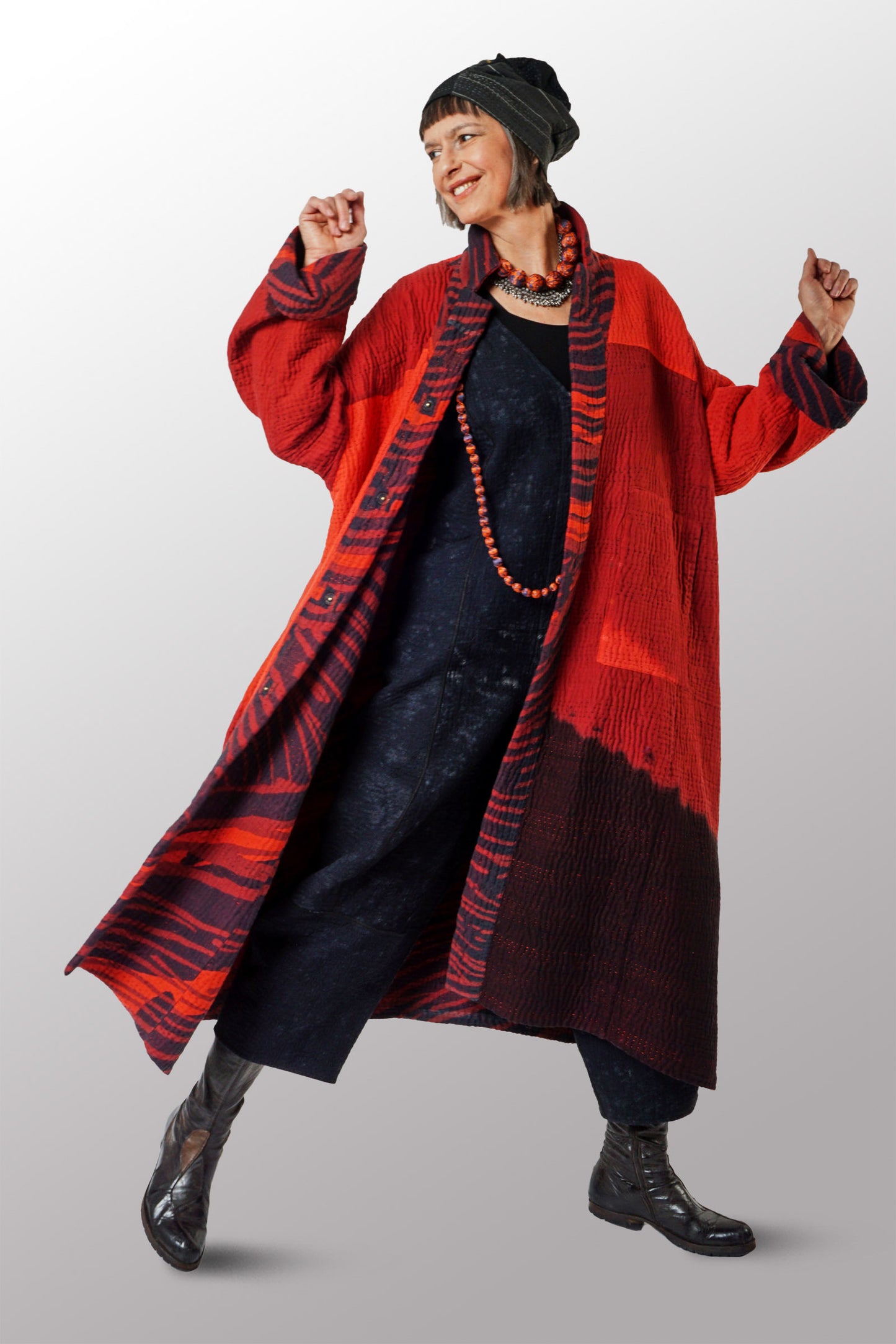 MAGMA AND OMBRE  KANTHA NEW OVERSIZED COAT - mw5342-red -