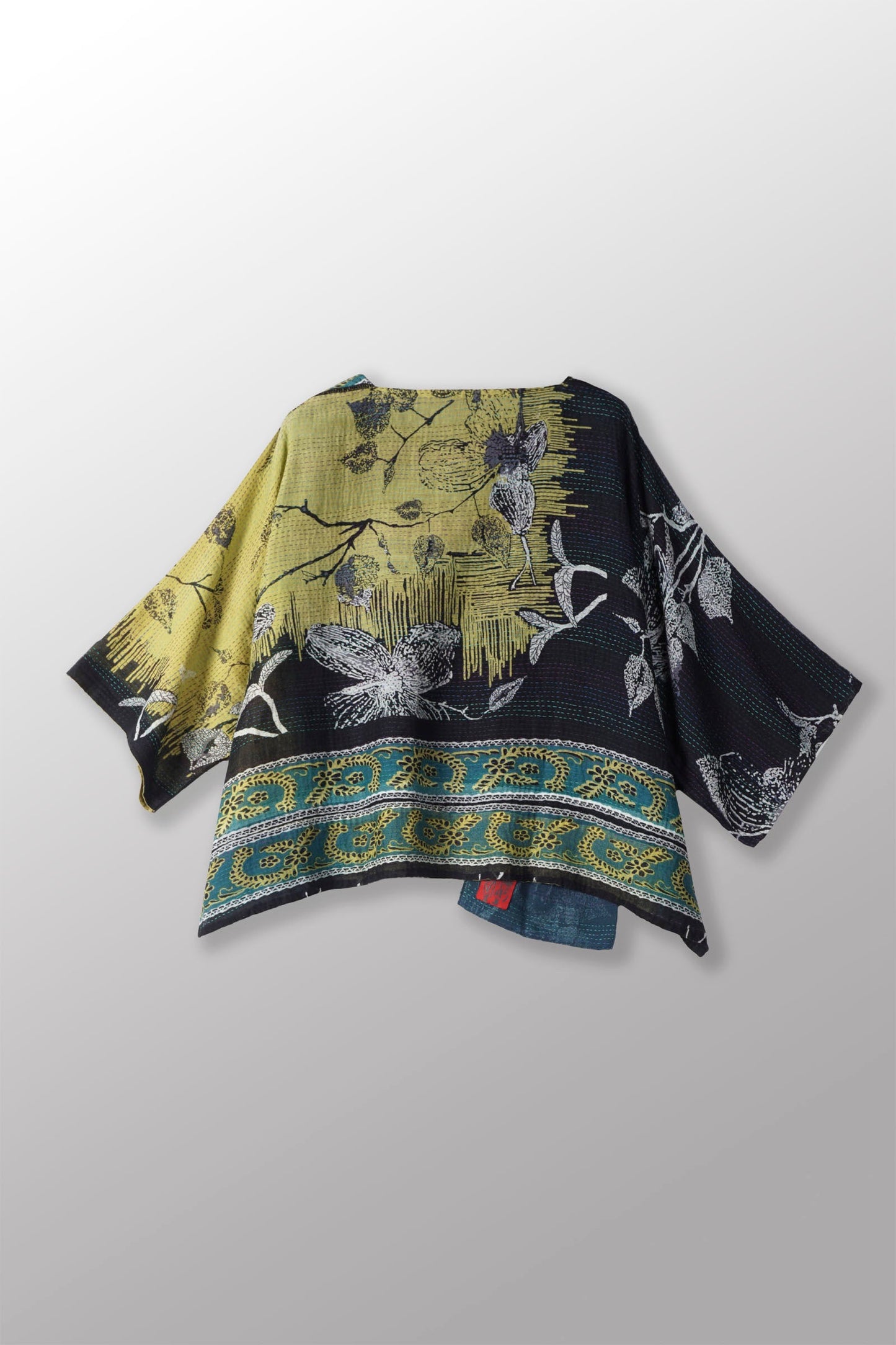 ORGANIC LEAVES KANTHA 3/4 SLV. CROP TOP MIO - ol2538-blk -