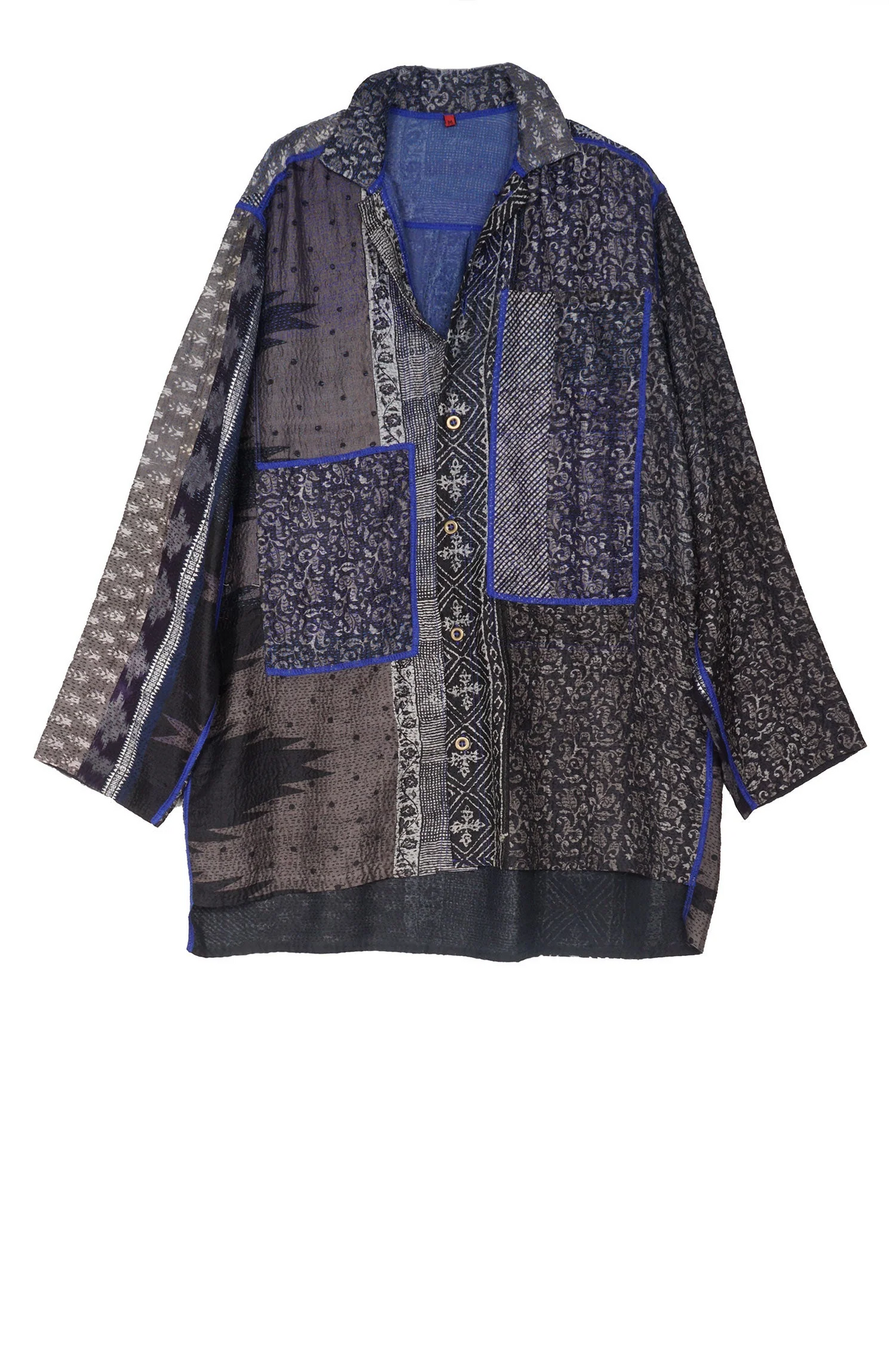 SILK COTTON OMBRE PRINT KANTHA SHIRT JKT - os2023-blk -