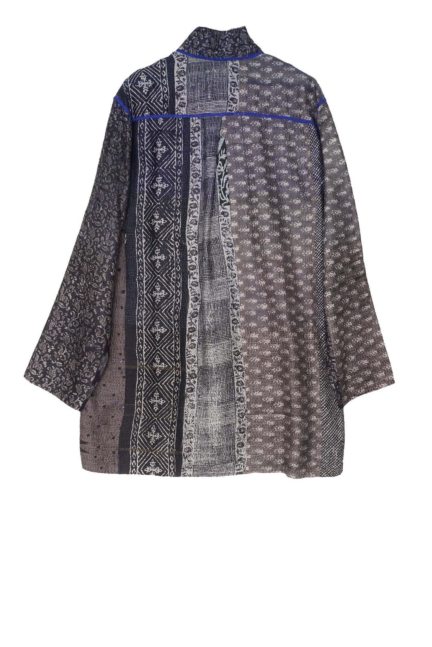 SILK COTTON OMBRE PRINT KANTHA SHIRT JKT - os2023-blk -