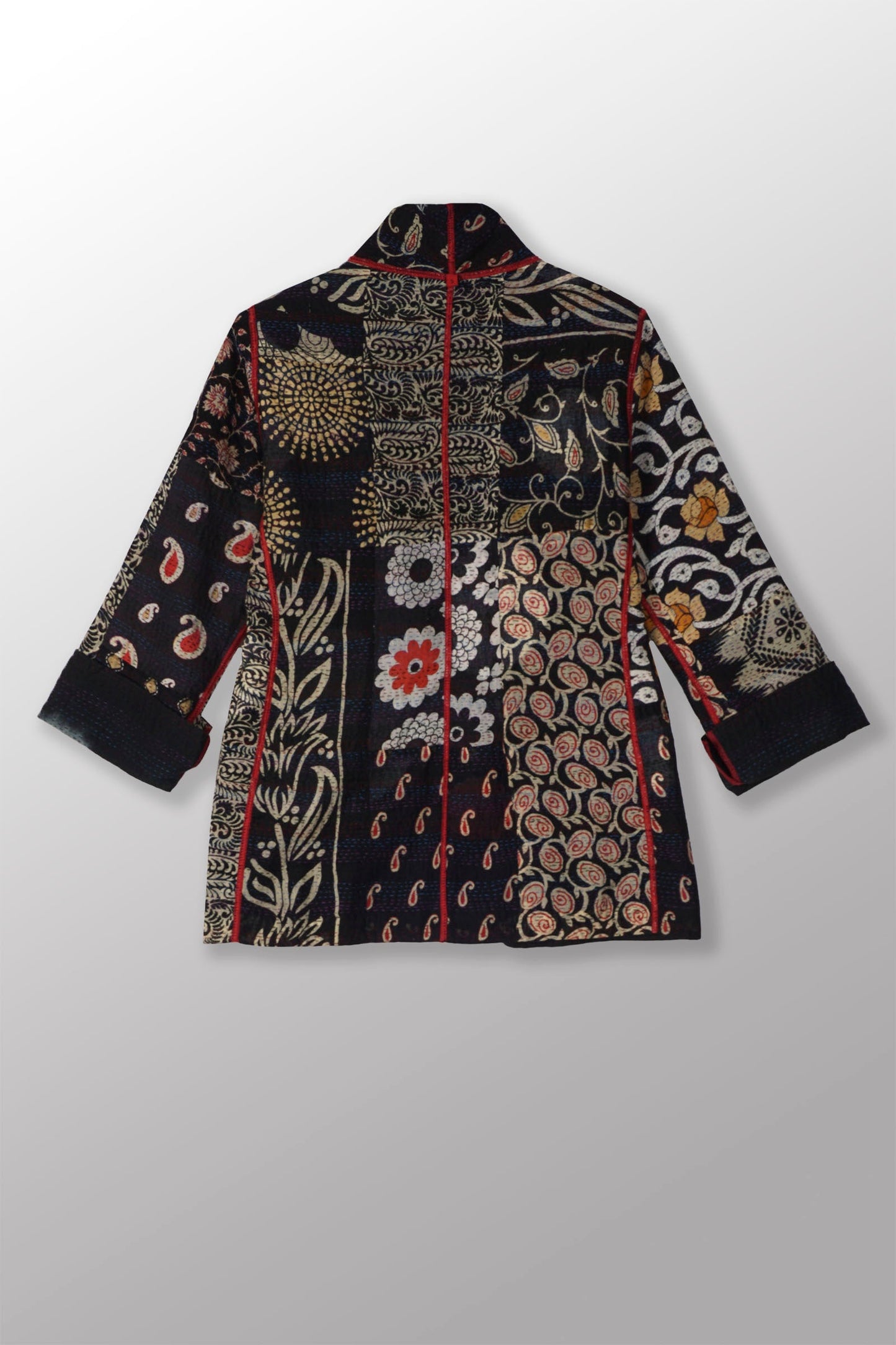 PATCH & CIRCLE PRINT KANTHA SHORT JKT - pc2007-blk -