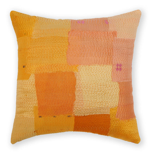 Peach Blush Fray Patch Cushion