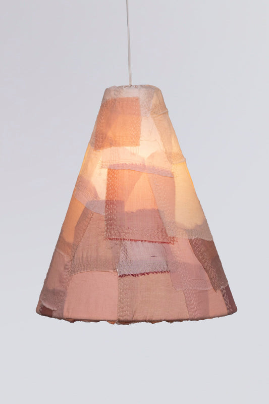 Mosaic Fray Patch Kantha Pendant Lamp - Rose Water