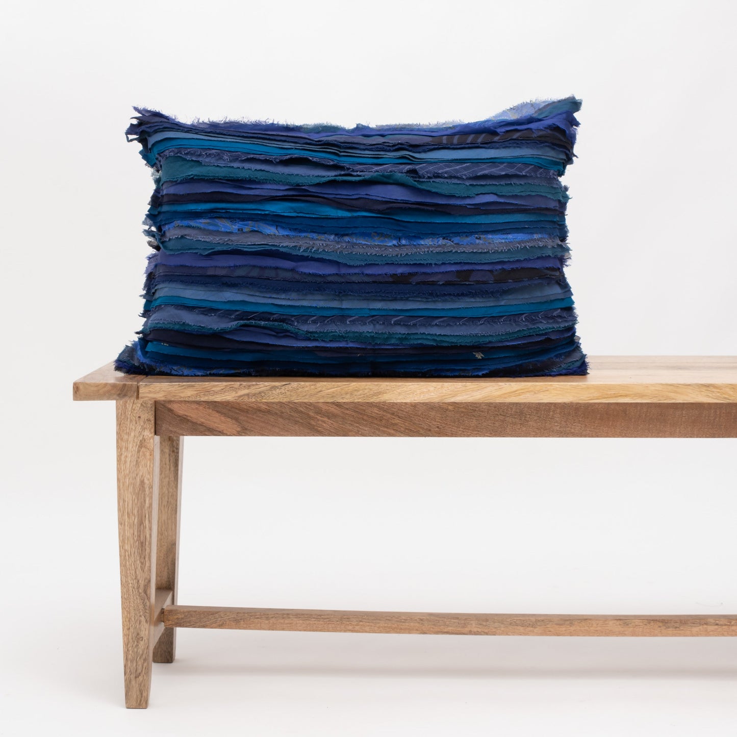 Wavy Stripe Vintage Patch Pillow Sham - Blue