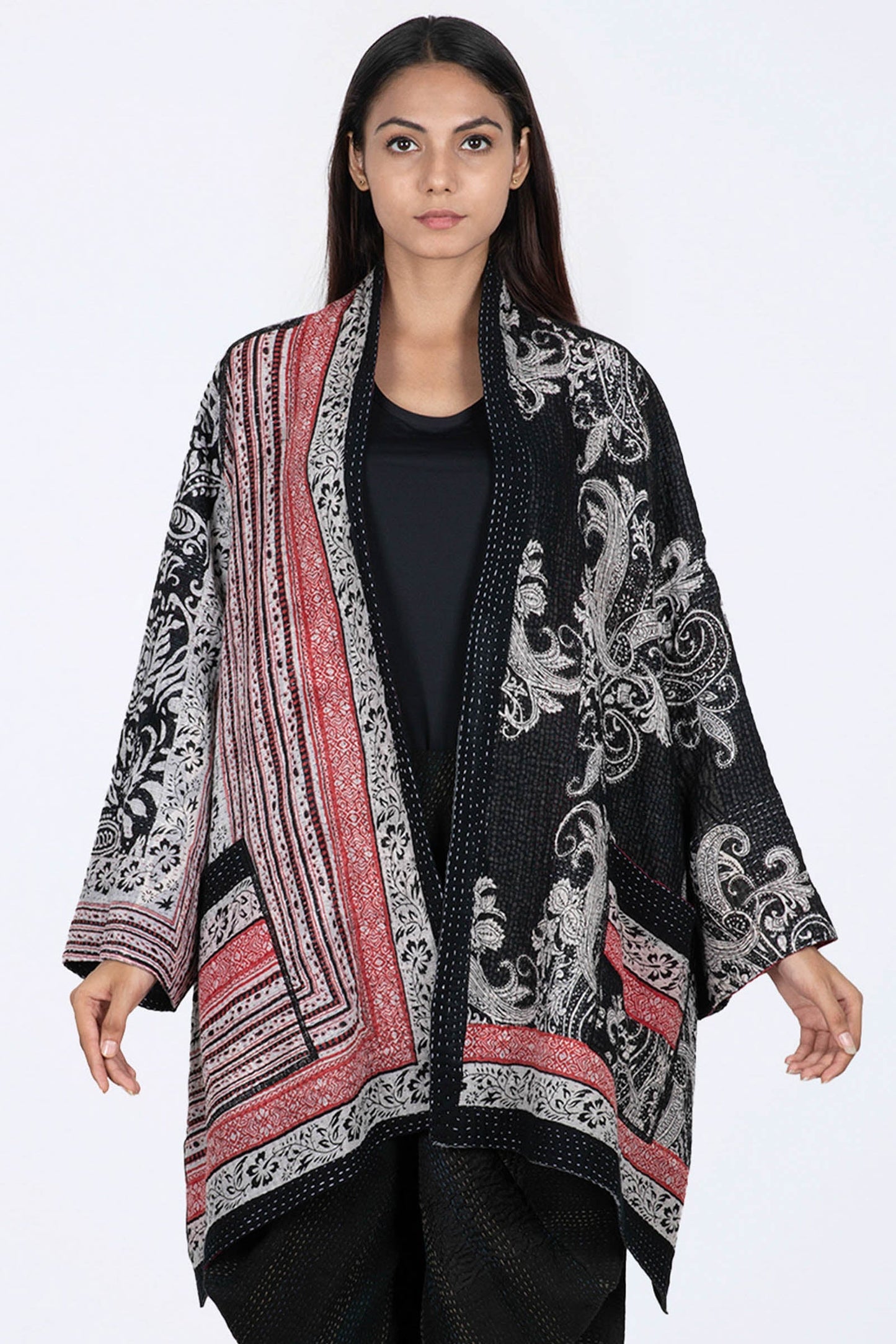 PAISLEY & PATCH KANTHA A-LINE JKT - py4003-blk -