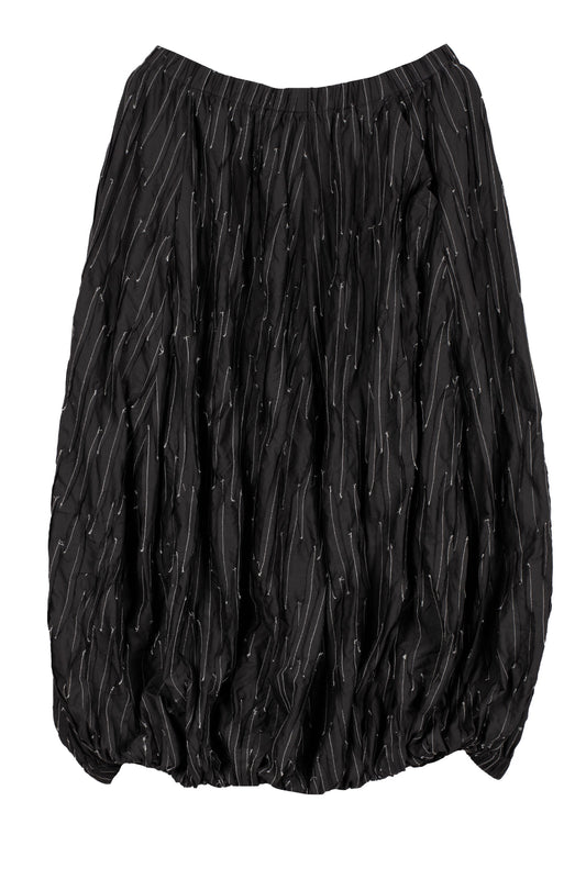 POLISHED COTTON RANDOM TUCK VOILE PUMPKIN SKIRT - rc1650-blk -