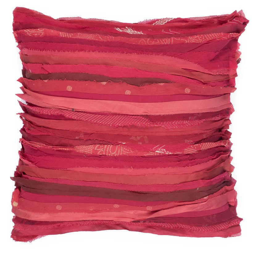 Wavy Stripe Patch Pillow Sham -Red -