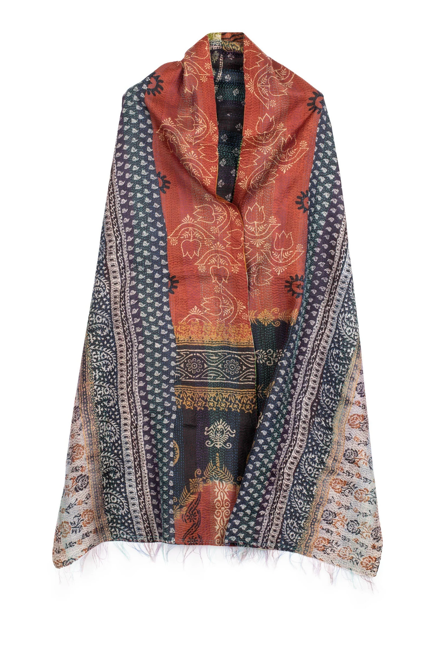 VINTAGE SILK KANTHA SCARF STANDARD - sv2801-0002a -