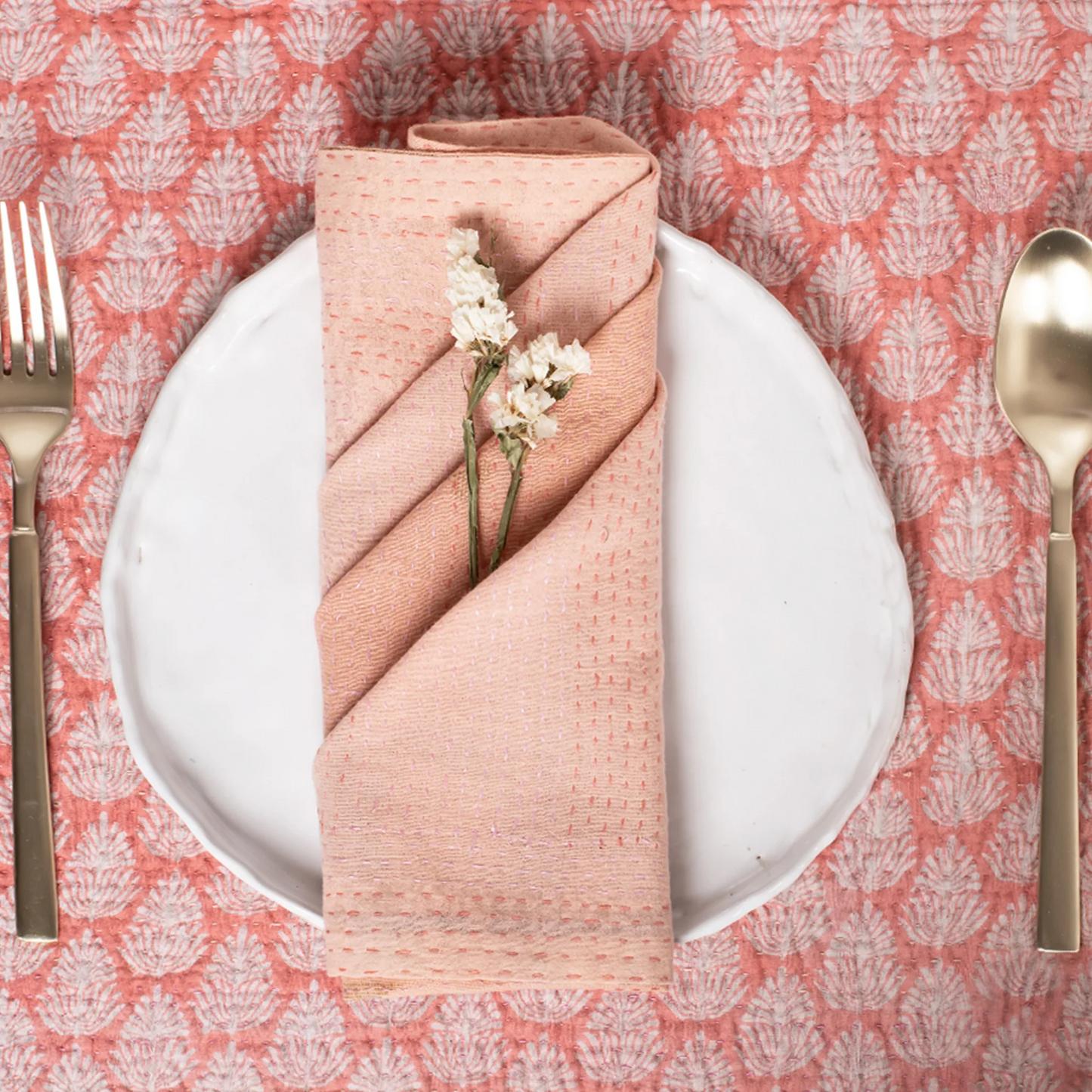 Mosaic Fray Handmade Vintage Kantha Napkin -Shallot -