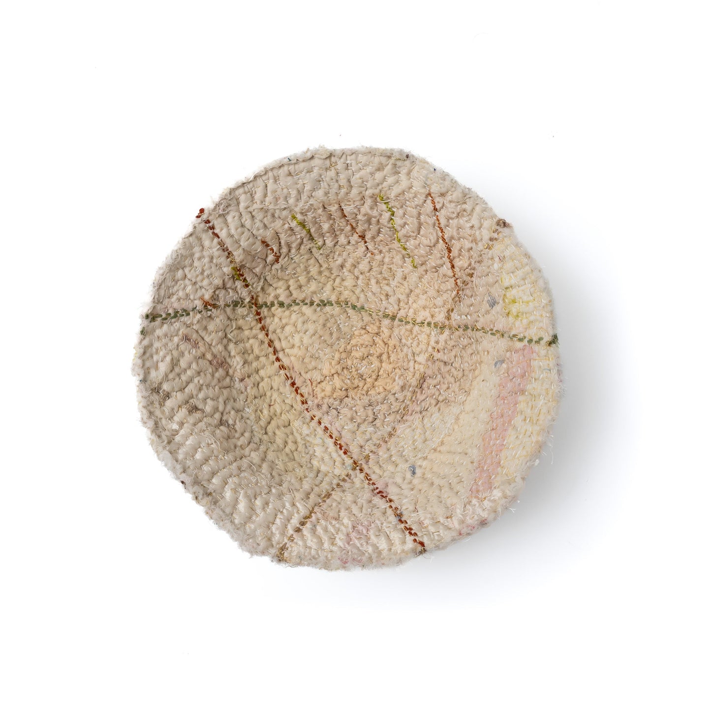 Handcrafted Kantha(metallic kantha) -Shallow Bowl - Ivory