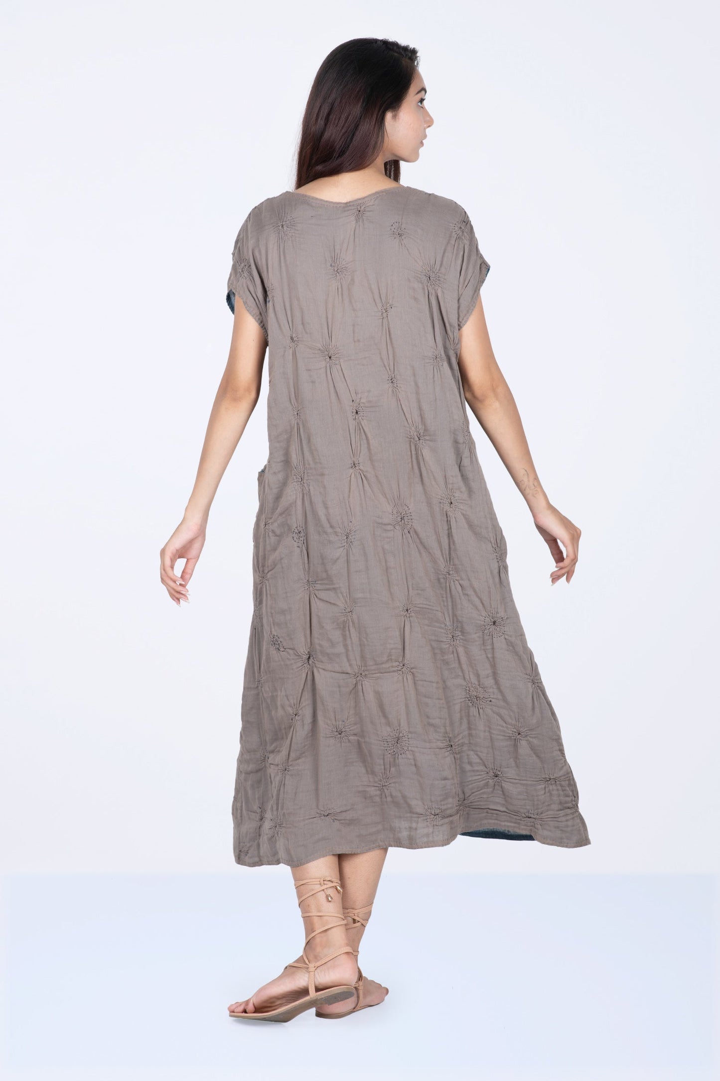 SPIRAL KANTHA ROBE DRESS - sl2424-tel -