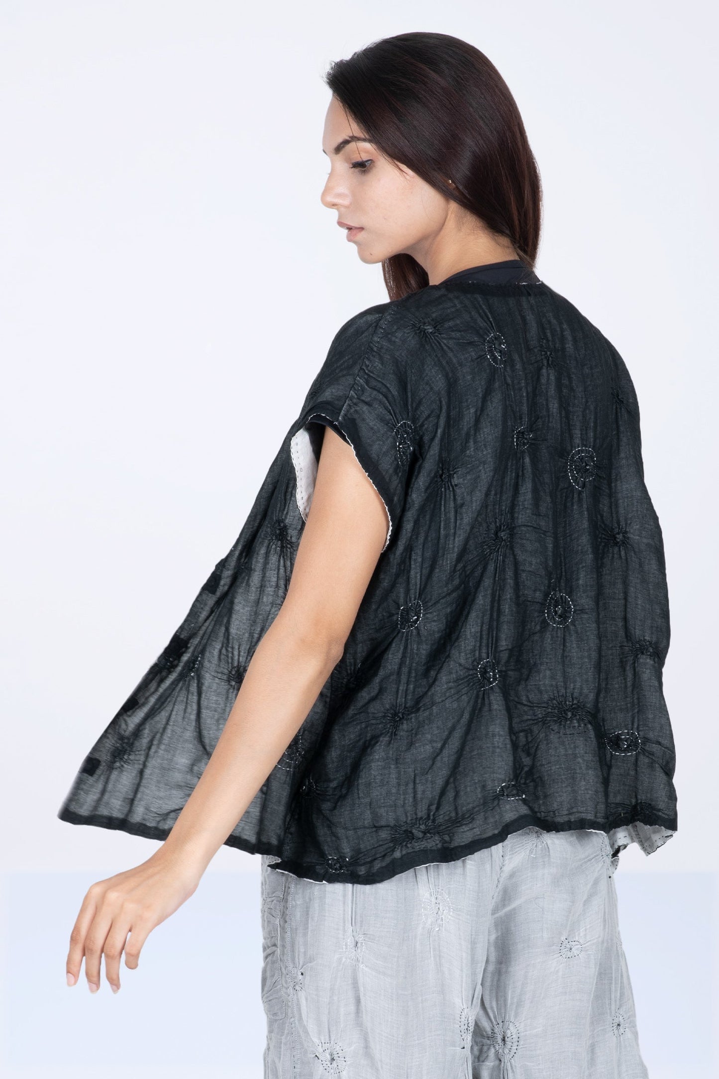 SPIRAL KANTHA BLOUSE - sl2534-blk -