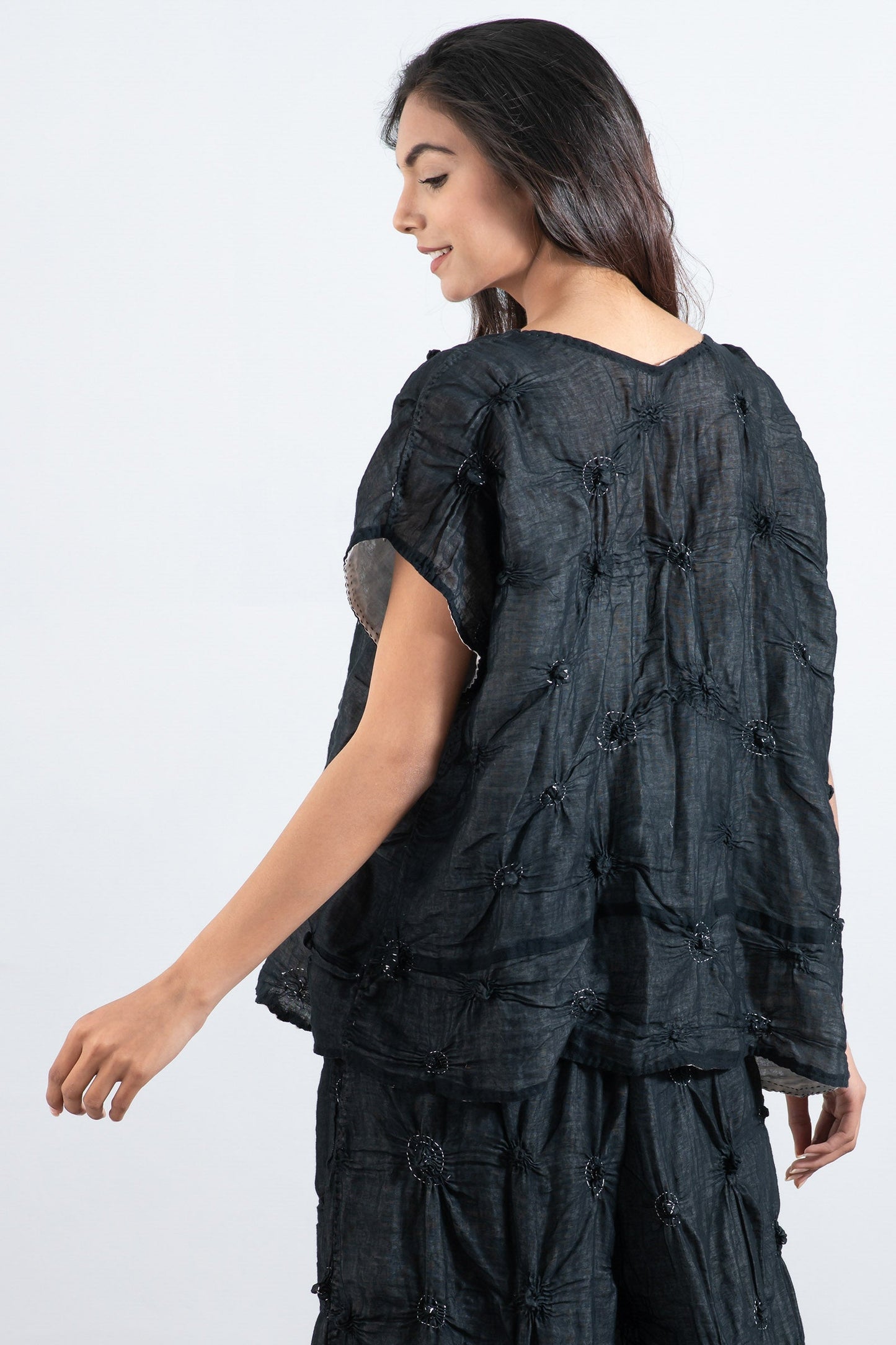 SPIRAL KANTHA BLOUSE - sl2534-blk -