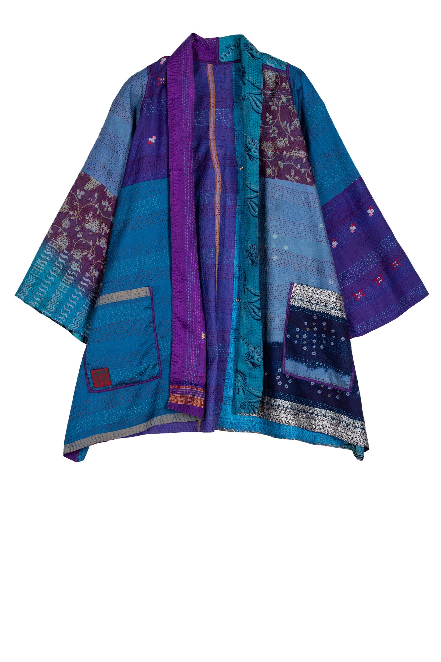 VINTAGE SILK KANTHA A-LINE JKT - sv2003-0366a -