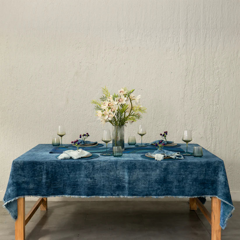 Linen Mud Dye  Kantha  New Dawn Table Cover